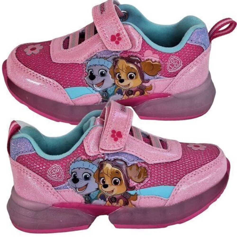 Paw Patrol Toddler Girls Light up Sneakers Size 7 Pink Slip on Lightweight Shoes